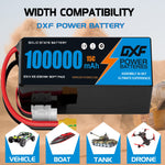 DXF 6S 23.1V 100000mAh 15C Soft Case LiHV Battery with 8AWG Wire for Toy Cars, Boats, UAVs & Drones (1-6 Pack)