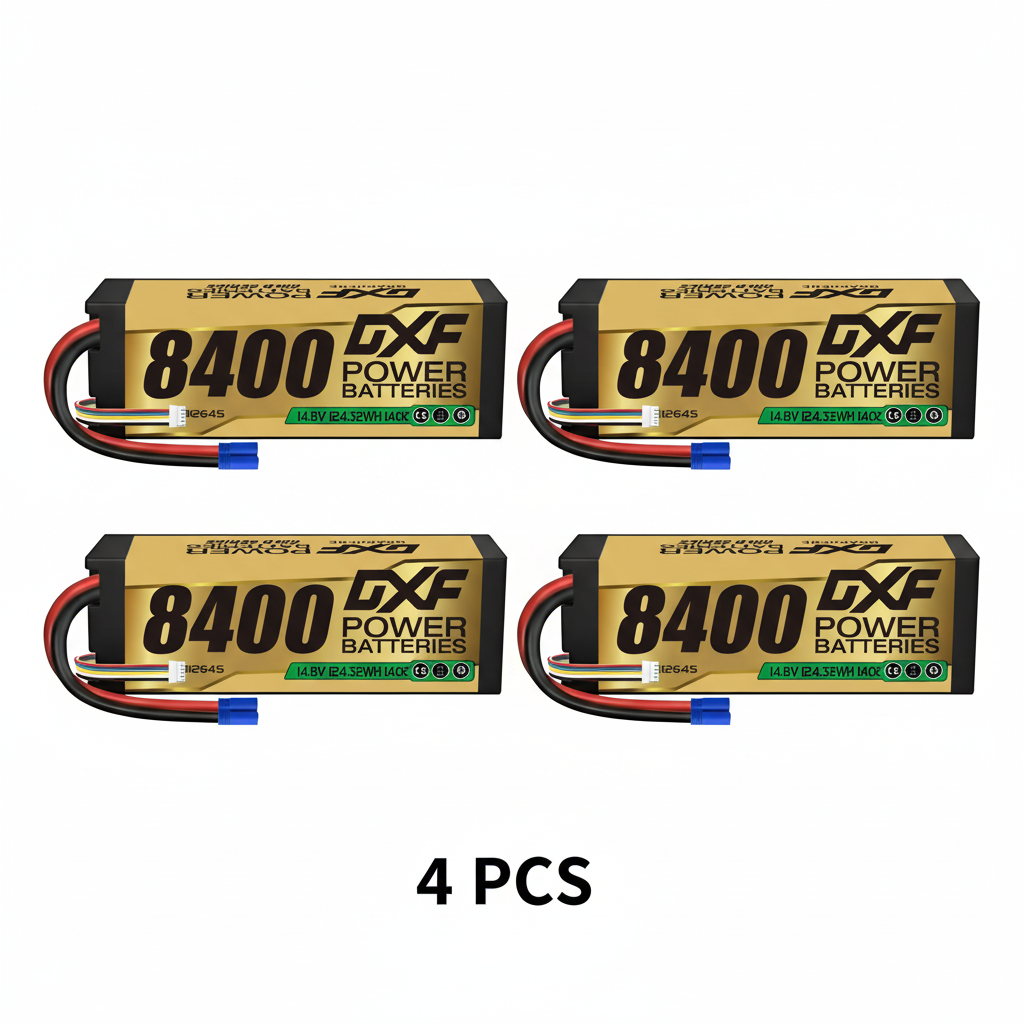 DXF 4S 14.8V 8400mAh 140C Graphene Hardcase LiPo Battery with EC5 & 10AWG Wire (1-6 Pack)