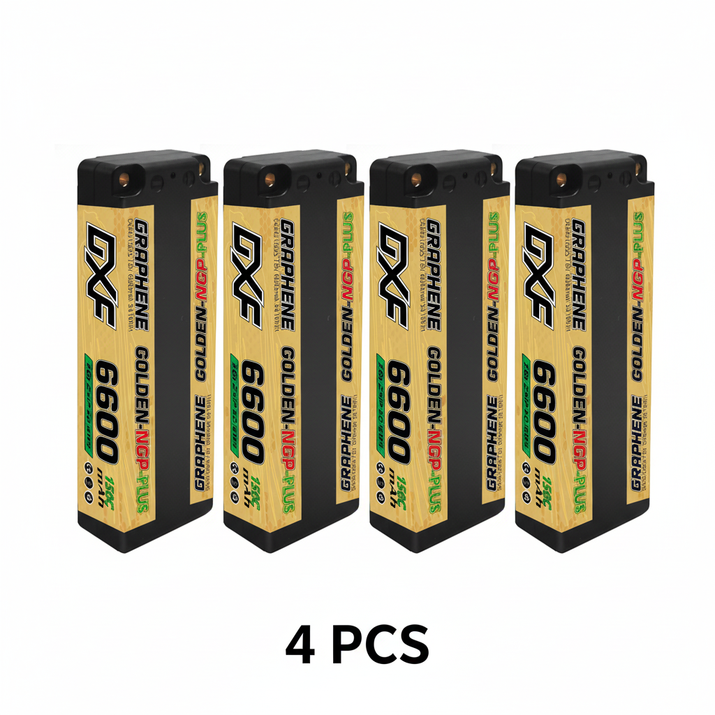 DXF GOLDEN-NGP PLUS 2S HV 7.6V 6600mAh 150C EFRA Hardcase LiPo Battery, 5mm Bullet to Deans T-Plug (1-6 Pack)