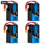 DXF 6S 23.1V 50000mAh 15C Soft Case LiPo Battery with 8AWG Wire for Toy Cars, Boats, UAVs & Drones (1-6 Pack)