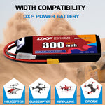 DXF LiPo Battery 3S HV 11.4V 300mAh 80C with PH2.0 / JST / XT30 / SM / XT60 / EC5 / XT90 for FPV Drone Whoop Micro Racing