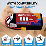DXF LiPo Battery 3S 11.1V 550mAh 70C with PH2.0 / JST / XT30 / SM / XT60 / EC5 / XT90 for FPV Drone Whoop Micro Racing