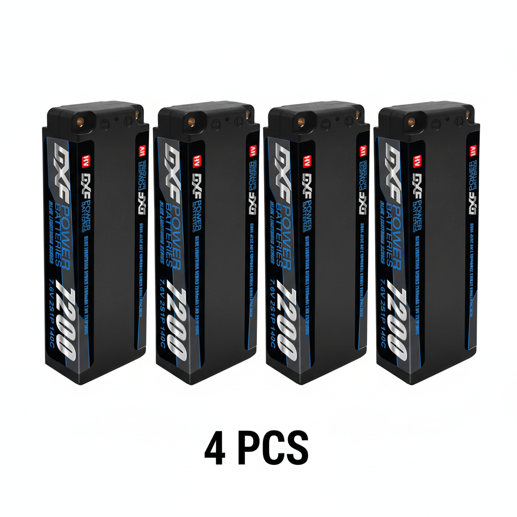 DXF 2S 7.6V LiPo Battery 140C 7200mAh LCG Hardcase with 5mm Bullet to Deans Plug for RC 1/8 1/10 Vehicles Car Truck Truggy Competition Racing (1-6 Pack)