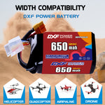 DXF 4S 15.2V 650mAh 120C LiPo Battery for FPV Micro Drones (PH2.0 / JST / XT30 / SM / XT60 / EC5 / XT90 Options)