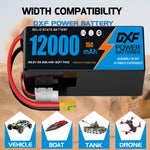 DXF 6S 22.2V 12000mAh 15C Soft Case LiPo Battery with 8AWG Wire for Toy Cars, Boats, UAVs & Drones (1-6 Pack)