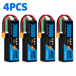 DXF 6S 22.2V 7000mAh 100C Softcase LiPo Battery with XT90 & 10AWG Wire for 1/8 RC Cars (1-6 Pack)