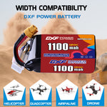 DXF 6S 22.8V 1100mAh 120C LiPo Battery for FPV Micro Drones (PH2.0 / JST / XT30 / SM / XT60 / EC5 / XT90 Options)