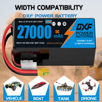 DXF 6S 22.2V 27000mAh 5C Soft Case LiPo Battery with 8AWG Wire for Toy Cars, Boats, UAVs & Drones (1-6 Pack)