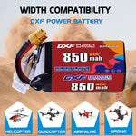 DXF 6S 22.2V 850mAh 80C LiPo Battery for FPV Micro Drones (PH2.0 / JST / XT30 / SM / XT60 / EC5 / XT90 Options)