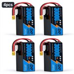 DXF SEMI-SOLID 14S 53.9V 30000mAh 15C Soft Case LiPo Battery with 8AWG Wire for Toy Cars, Boats, UAVs & Drones (1-6 Pack)