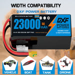 DXF SEMI-SOLID 12S 44.4V 23000mAh 5C Soft Case LiPo Battery with 8AWG Wire for UAVs & Drones (1-6 Pack)
