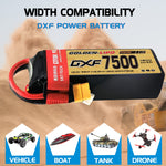 DXF Lipo Battery 5S HV 19.0V 7500mAh 150C GoldSeries Graphene Softcase with EC5 / T / TRX / XT60 / XT90 / XT150 / Q8s Plug for RC 1/8 1/10 Buggy Truck Car Off-Road Drone