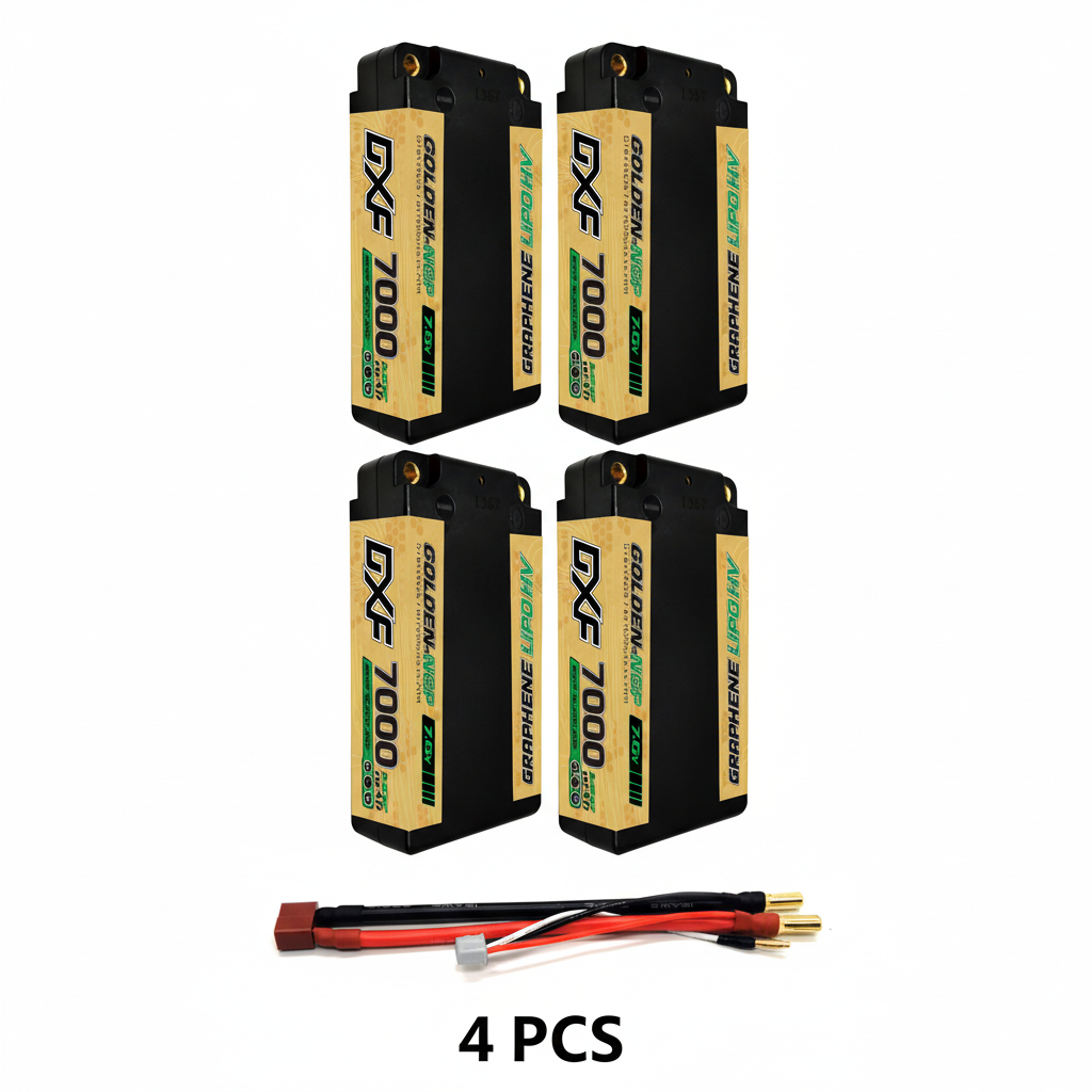 DXF 5mm Shorty 2S 7000mAh 7.6V 140C GOLDEN-NGP PLUS Hardcase LiPo Battery | EFRA Approved