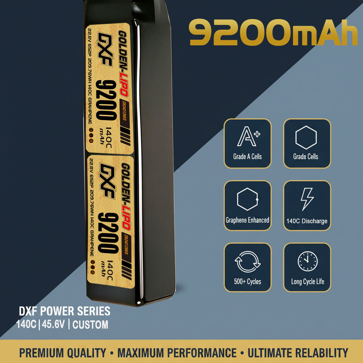DXF Lipo Battery 12S HV 45.6V 9200mAh 140C GoldSeries Graphene Softcase with EC5 / T / TRX / XT60 / XT90 / XT150 / Q8s Plug for RC 1/8 1/10 Buggy Truck Car Off-Road Drone