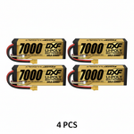 DXF 4S 14.8V 7000mAh 100C Hardcase LiPo Battery with 10AWG XT90 for 1/8 1/10 RC Cars, Trucks, Buggies (1/2 Pack Available)