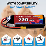 DXF 3S 11.4V 720mAh 100C LiPo Battery for FPV Micro Drones (PH2.0 / JST / XT30 / SM / XT60 / EC5 / XT90 Options)