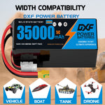 DXF SEMI-SOLID 14S 51.8V 35000mAh 5C Soft Case LiPo Battery with 8AWG Wire for UAVs & Drones (1-6 Pack)