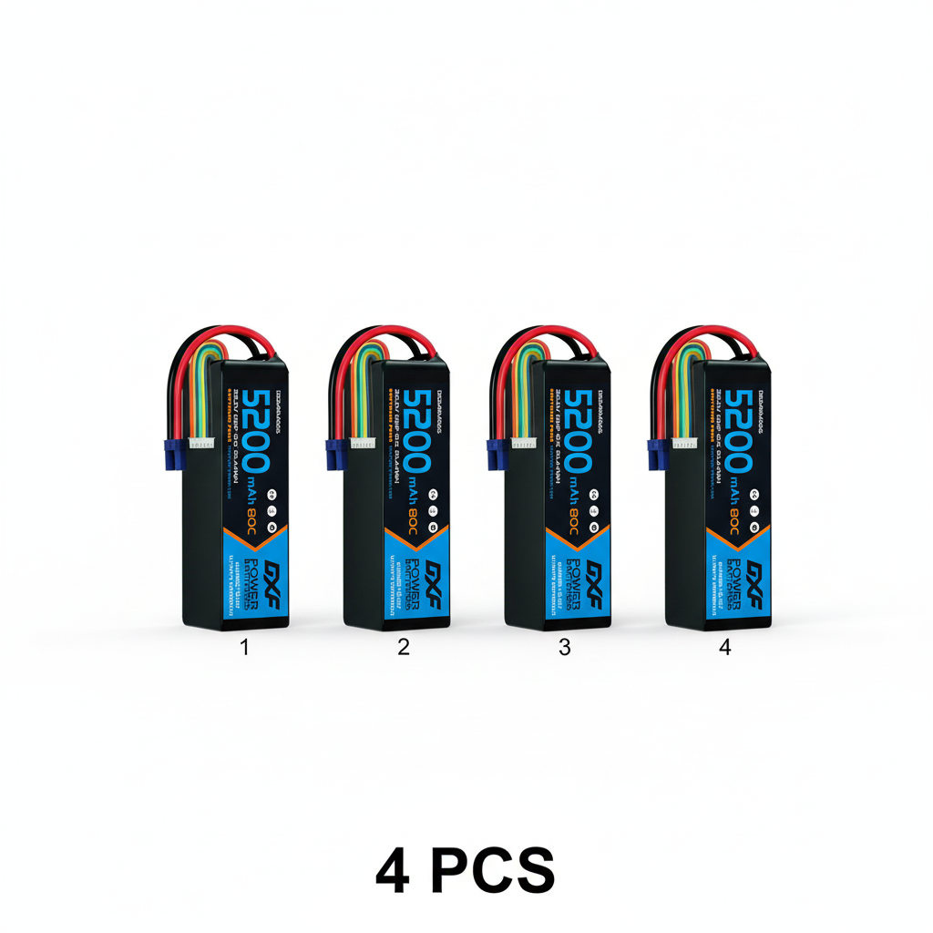 DXF 6S 22.2V 5200mAh 80C Graphene Softcase LiPo Battery with EC5 & 10AWG Wire (1-6 Pack)
