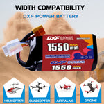 DXF 4S 14.8V 1550mAh 100C LiPo Battery for FPV Micro Drones (PH2.0 / JST / XT30 / SM / XT60 / EC5 / XT90 Options)