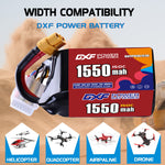 DXF 6S 22.2V 1550mAh 150C LiPo Battery for FPV Micro Drones (XT60 / EC5 / TRX / Deans / XT90 / XT150 / XT90S Options)