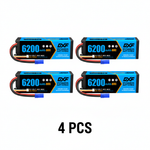 DXF 3S 11.1V 6200mAh 80C Hardcase LiPo Battery with 10AWG EC5 for 1/8 1/10 RC Cars, Trucks, Buggies (1-6 Pack Available)