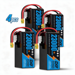 DXF SEMI-SOLID 12S 44.4V 23000mAh 5C Soft Case LiPo Battery with 8AWG Wire for UAVs & Drones (1-6 Pack)