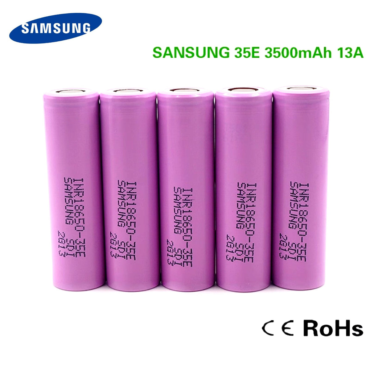 Samsung INR18650-35E 3500mAh 8A Li-ion Battery for Flashlights, E-Bikes & DIY Battery Packs (1-100 PCS)