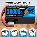 DXF 6S 22.2V 50000mAh 5C Soft Case LiPo Battery with 8AWG Wire for Toy Cars, Boats, UAVs & Drones (1-6 Pack)