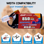 DXF 4S 14.8V 850mAh 80C LiPo Battery for FPV Micro Drones (PH2.0 / JST / XT30 / SM / XT60 / EC5 / XT90 Options)
