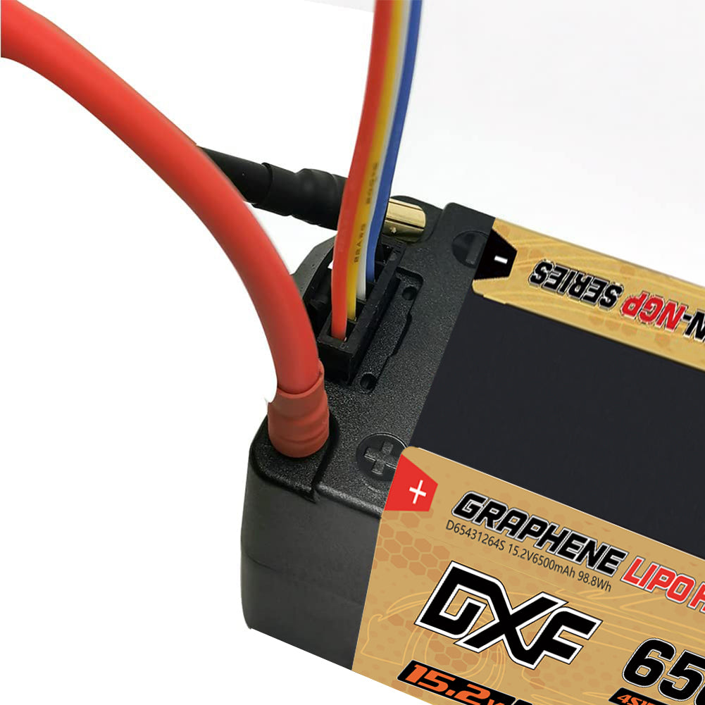 DXF GOLDEN-NGP 4S HV 15.2V 6500mAh 150C Graphene LCG Hardcase LiPo with 5mm to XT90 & 10AWG Wire (1-6 Pack)