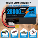 DXF 6S 23.1V 28000mAh 15C Soft Case LiPo Battery with 8AWG Wire for Toy Cars, Boats, UAVs & Drones (1-6 Pack)