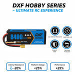 DXF BLUE Series 3S 11.1V 8400mAh 120C Graphene Hardcase LiPo Battery with 10AWG XT90 Plug for RC Car Truck (1-6 Pack)