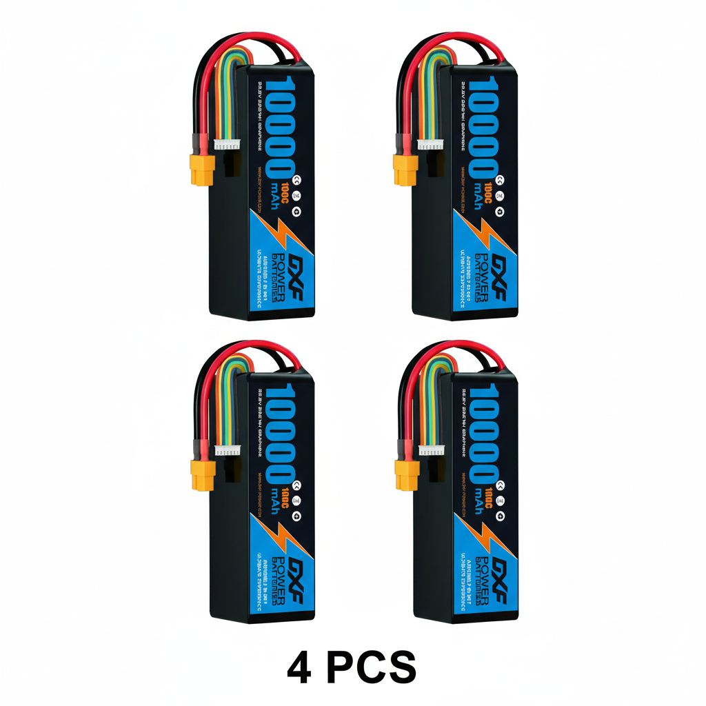 DXF 6S 22.2V 10000mAh 100C Softcase LiPo Battery with 10AWG XT60 for 1/8 RC Cars, Trucks, Buggies, Helicopters (1-6 Pack Available)