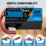 DXF SEMI-SOLID 14S 51.8V 70000mAh 5C Soft Case LiPo Battery with 8AWG Wire for UAVs & Drones (1-6 Pack)