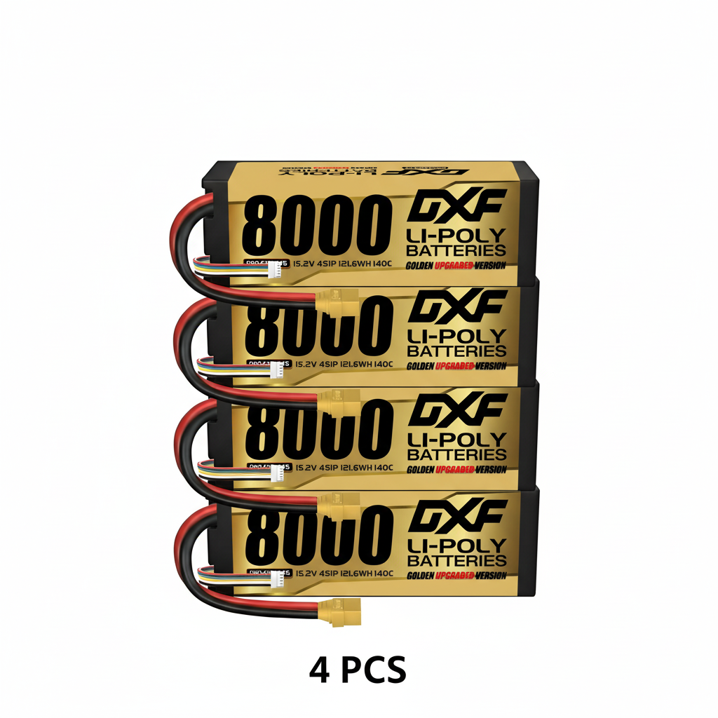 DXF 4S HV 15.2V 8000mAh 140C Graphene Hardcase LiPo Battery with XT90/EC5 & 10AWG Wire (1-6 Pack)