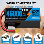 DXF 6S 22.2V 46000mAh 5C Soft Case LiPo Battery with 8AWG Wire for Toy Cars, Boats, UAVs & Drones (1-6 Pack)
