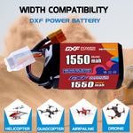 DXF 4S 14.8V 1550mAh 150C LiPo Battery for FPV Micro Drones (PH2.0 / JST / XT30 / SM / XT60 / EC5 / XT90 Options)
