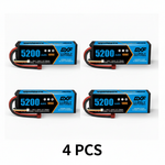 DXF 3S 11.1V 5200mAh 100C Hardcase LiPo Battery with 10AWG Deans for 1/8 1/10 RC Cars, Trucks, Buggies (2 Pack Available)