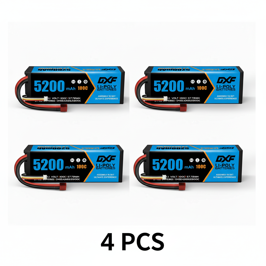 DXF 3S 11.1V 5200mAh 100C Hardcase LiPo Battery with 10AWG Deans for 1/8 1/10 RC Cars, Trucks, Buggies (2 Pack Available)