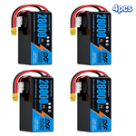 DXF SEMI-SOLID 14S 53.9V 28000mAh 15C Soft Case LiPo Battery with 8AWG Wire for Toy Cars, Boats, UAVs & Drones (1-6 Pack)