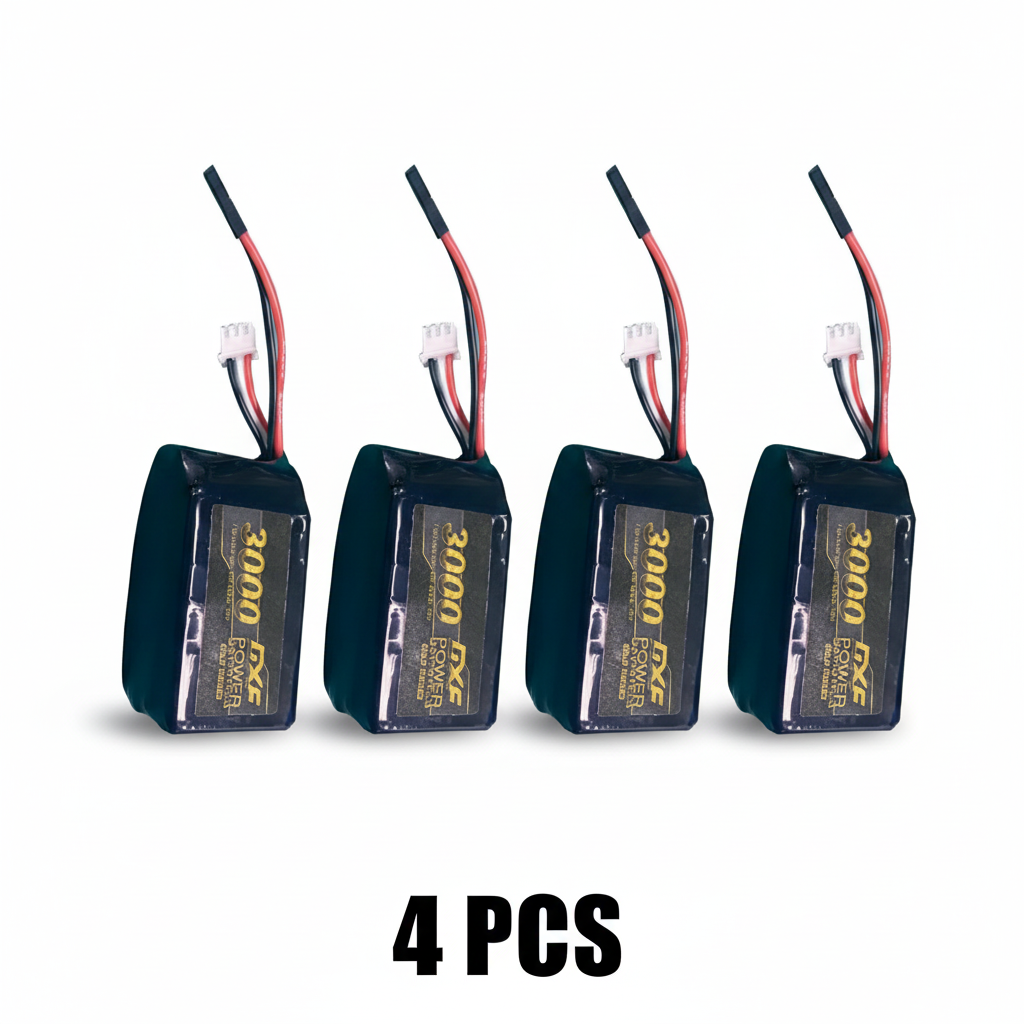 DXF 2S 7.4V 3000mAh 20C Compact Hardcase LiPo Battery for 1/8 1/10 RC Cars, Trucks, Buggies & Boats (2, 4, 6 Pack Available)