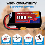 DXF LiPo Battery 2S HV 7.6V 1100mAh 60C with PH2.0 / JST / XT30 / SM / XT60 / EC5 / XT90 for FPV Drone Whoop Micro Racing