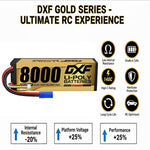 DXF Gold Standard 4S HV 15.2V 8000mAh 140C Graphene Hardcase LiPo Battery with EC5 & 10AWG Wire (1-6 Pack)