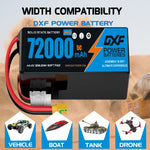 DXF 12S 44.4V 72000mAh 5C Soft Case LiPo Battery with 8AWG Wire for Toy Cars, Boats, UAVs & Drones (1-6 Pack)