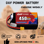 DXF 4S 14.8V 450mAh 80C LiPo Battery for FPV Micro Drones (PH2.0 / JST / XT30 / SM / XT60 / EC5 / XT90 Options)