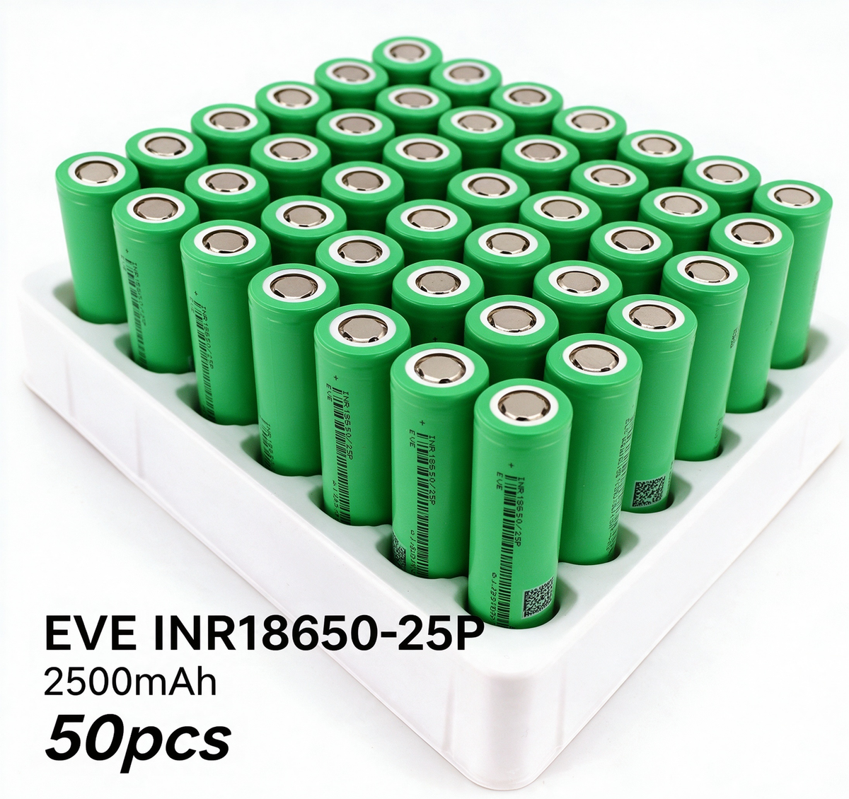 EVE INR18650-25P 2500mAh 20A Li-ion Battery for Power Tools, E-Bikes & DIY Battery Packs (1-100 PCS)