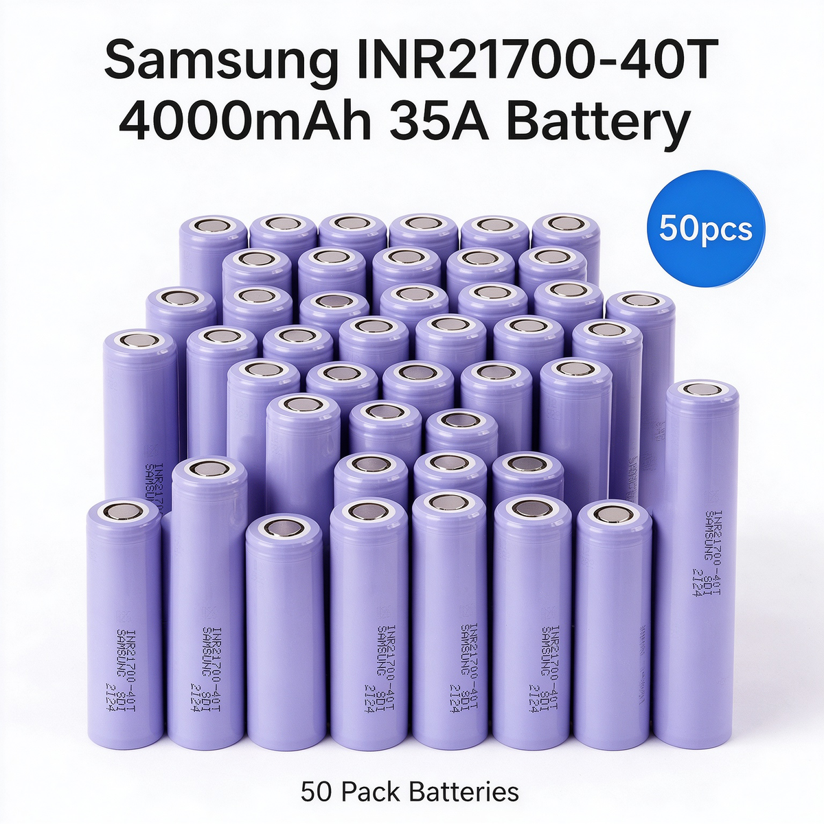 Samsung INR21700-40T 4000mAh 35A Li-ion Battery for Power Tools, E-Bikes & DIY Battery Packs (1-100 PCS)