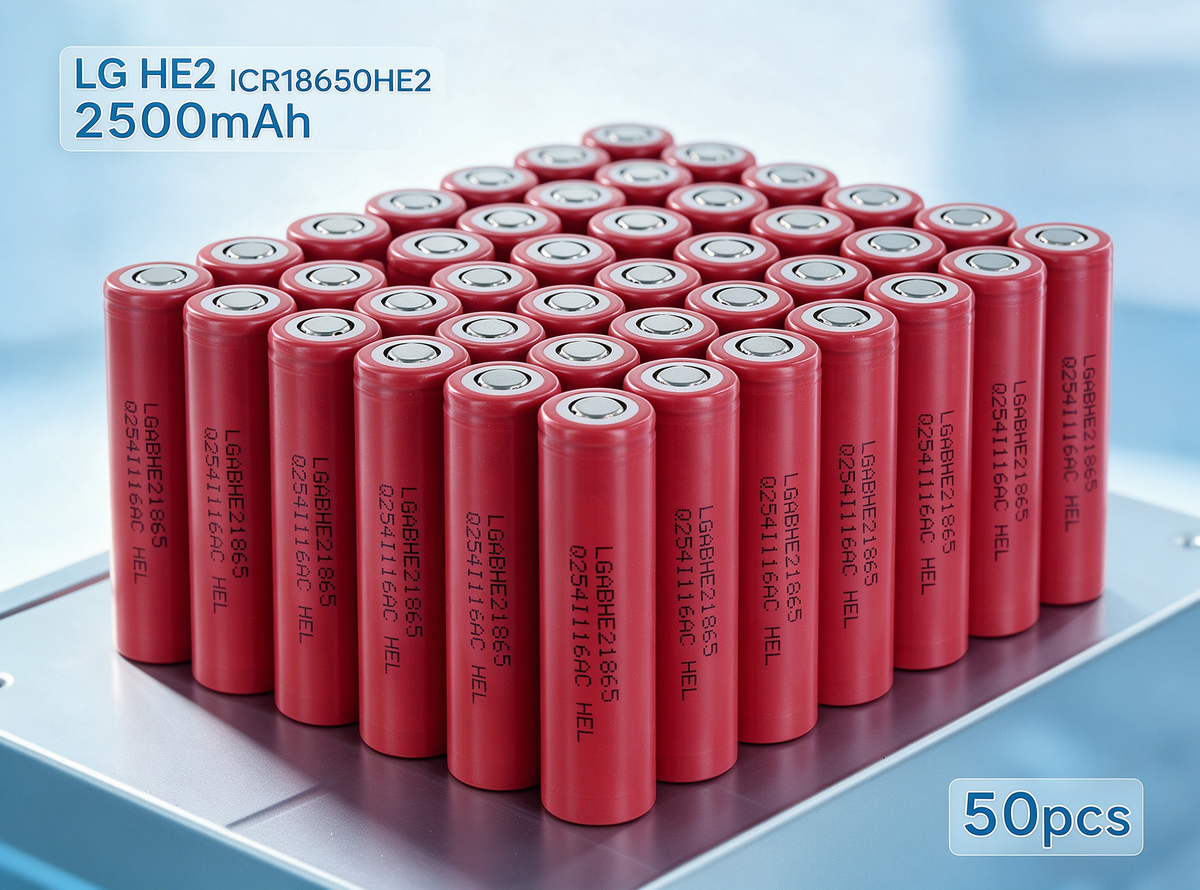 LG HE2 ICR18650HE2 2500mAh 20A Li-ion Battery for Power Tools, Flashlights & DIY Battery Packs (1-100 PCS)