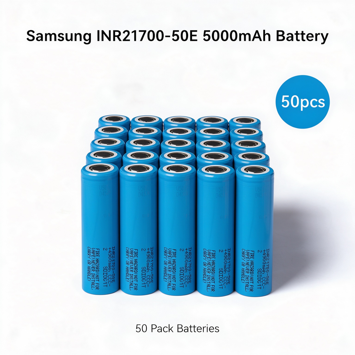 Samsung INR21700-50E 5000mAh 9.8A Li-ion Battery for E-Bikes, Flashlights & DIY Battery Packs (1-100 PCS)