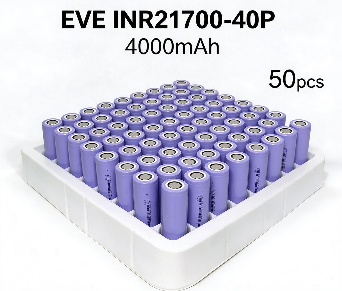 EVE INR21700-40P 4000mAh 40A Li-ion Battery for Power Tools, E-Bikes & DIY Battery Packs (1-100 PCS)
